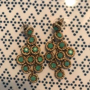 Fabulous fashion chandelier green stone earrings